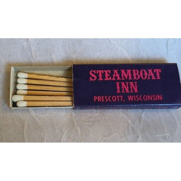 Steamboat Inn Matchbox Prescott Wisconsin Vtg Restaurant Book White Tip Matches - Picture 9 of 16
